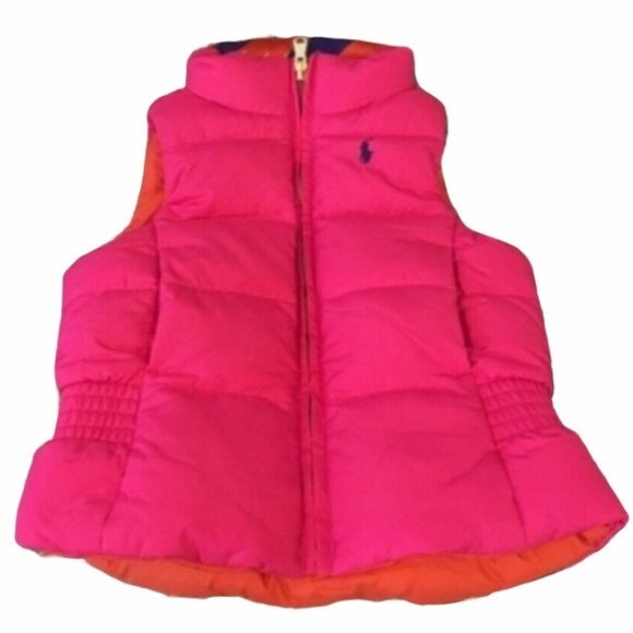 Polo Ralph Lauren Reversible Vest, Pink, Orange, 2T